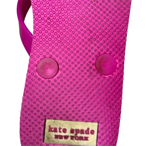 Kate Spade Fifi Flip Flops Sz 7-8 Y2K Pink Bow Embellished Preppy Charm Sandals - Picture 5 of 5